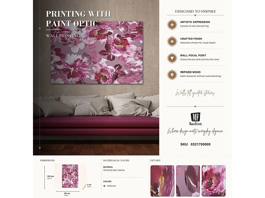 Toile Imprimée Déco "Optic" 80x120cm Rose