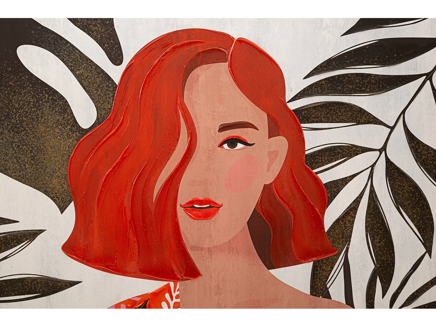 Toile Imprimée Déco "Lady Jungle Face" 80x120cm Multicolore