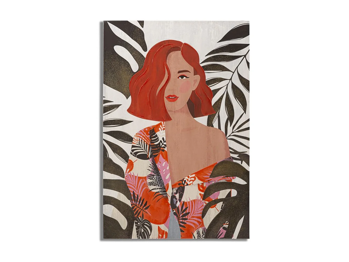 Toile Imprimée Déco "Lady Jungle Face" 80x120cm Multicolore