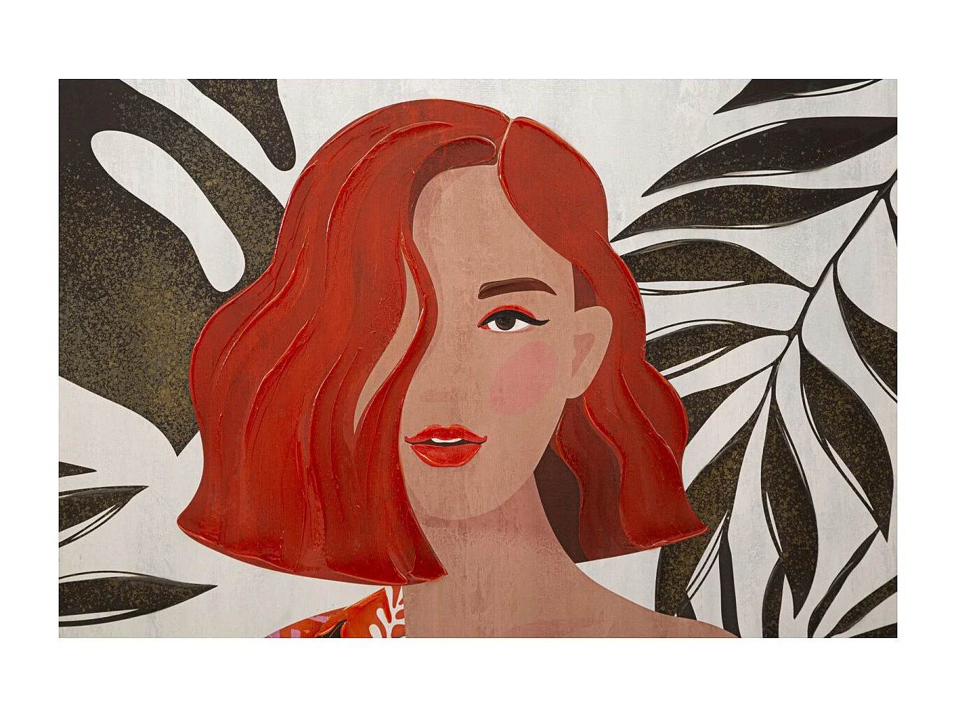 Toile Imprimée Déco "Lady Jungle Face" 80x120cm Multicolore