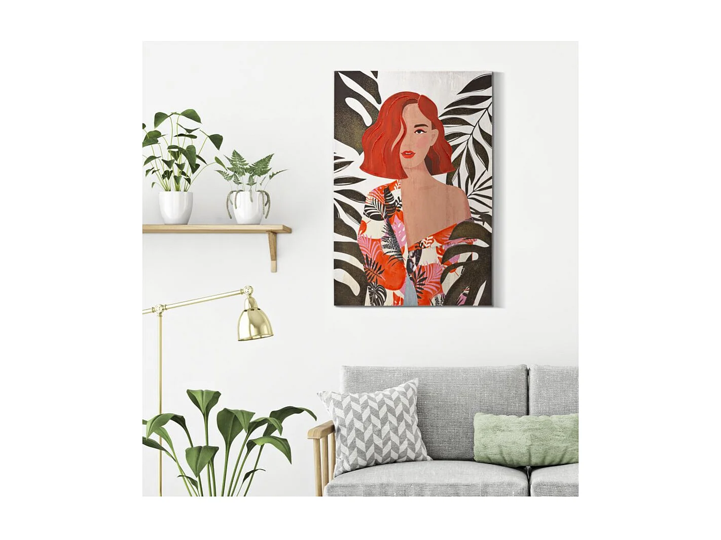 Toile Imprimée Déco "Lady Jungle Face" 80x120cm Multicolore