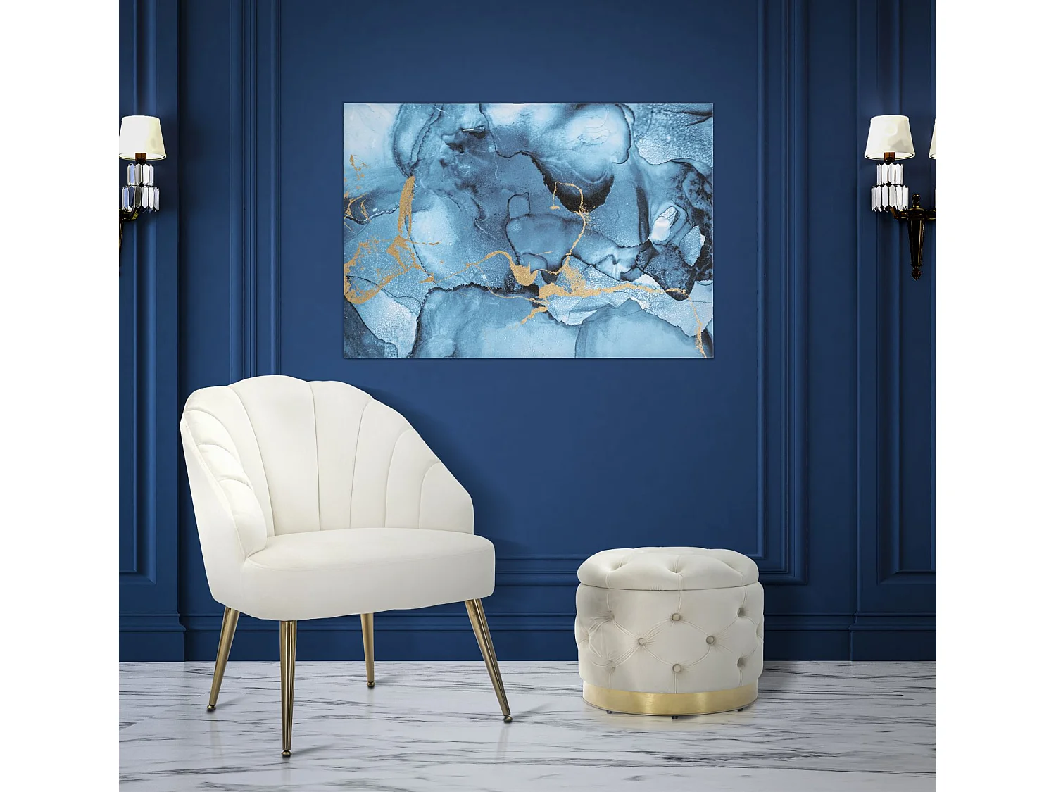 Toile Imprimée Déco "Blu Rey" 80x120cm Bleu