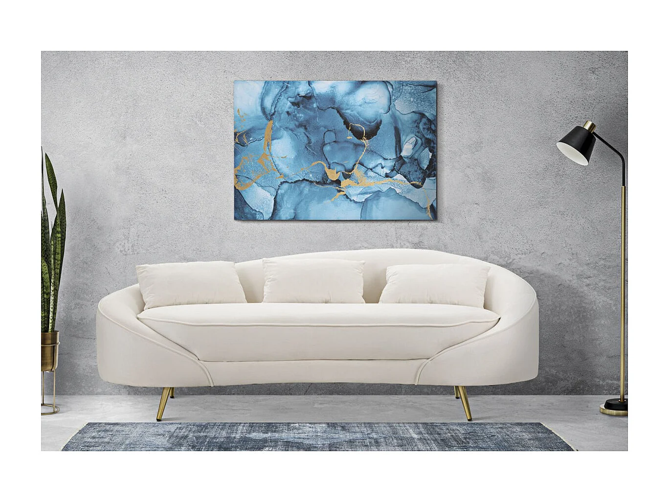 Abstract blauw canvas print 80x3x120 cm