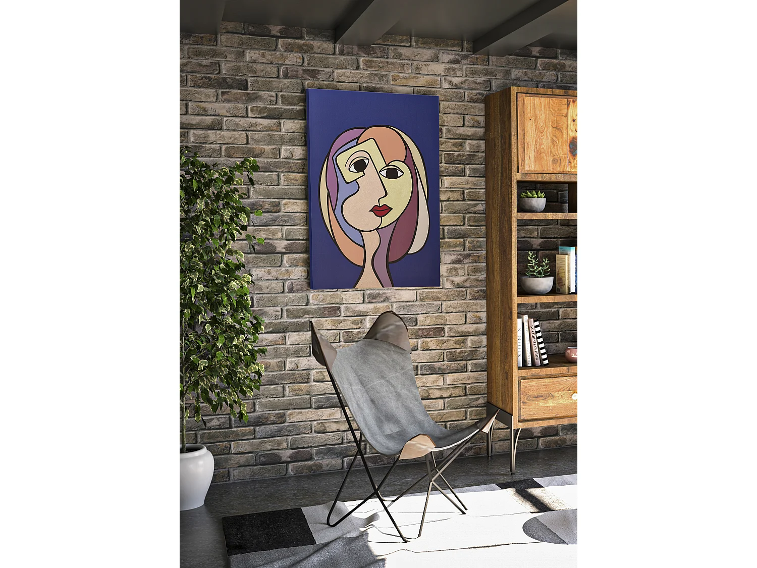 Toile Imprimée Déco "Double Face Large" 80x120cm Multicolore