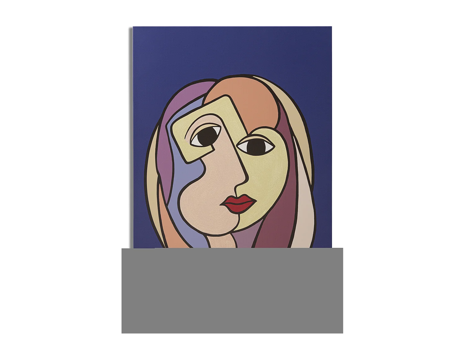 Tableau Double Face Moderne sur Toile - Design Cubiste aux Couleurs Vives - Cadre en Bois de Pin - 80 x 3 x 120 cm