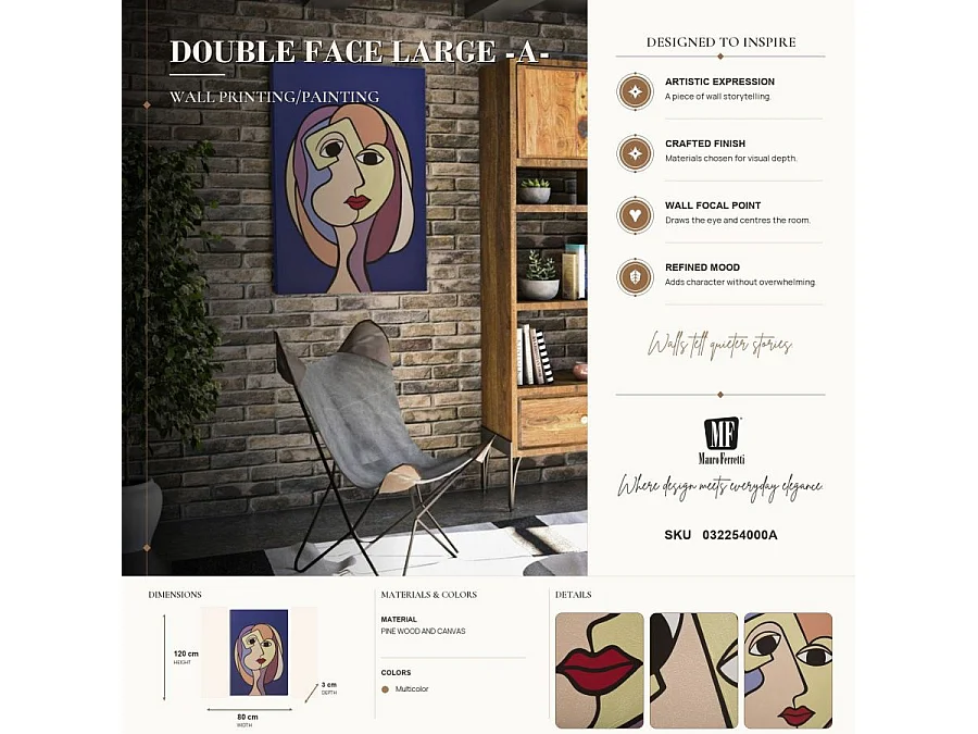 Toile Imprimée Déco "Double Face Large" 80x120cm Multicolore