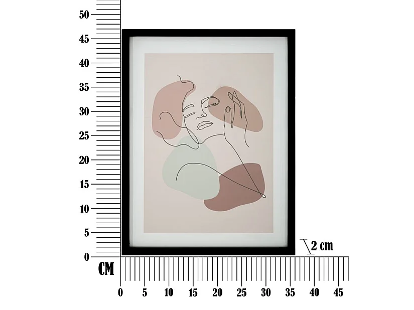 Papierdruck Gesicht mehrfarbig mit schwarzem Rahmen 35x2x47 cm