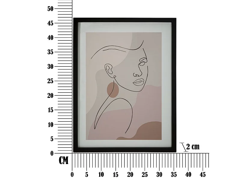 Papierdruck Gesicht mehrfarbig mit schwarzem Rahmen 35x2x47 cm