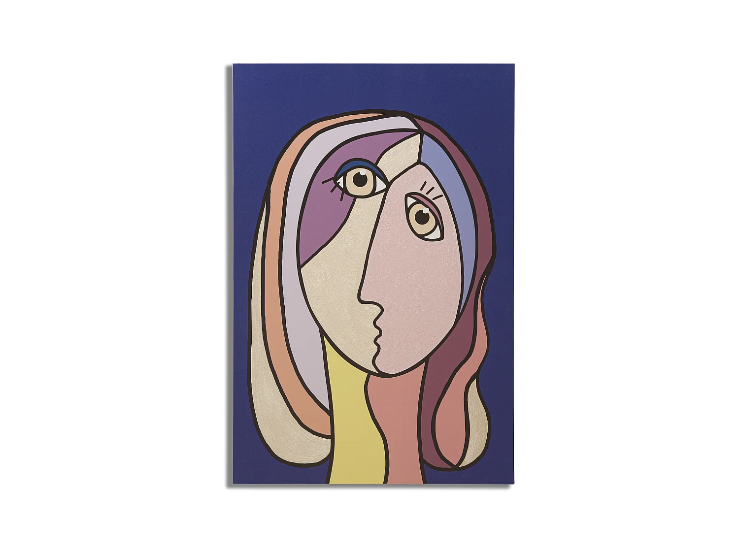 Tableau Toile Double Face sur Bois - Design Cubiste aux Couleurs Vives - Modèle Large -B- 80x3x120 cm - Décoration Murale Énergique