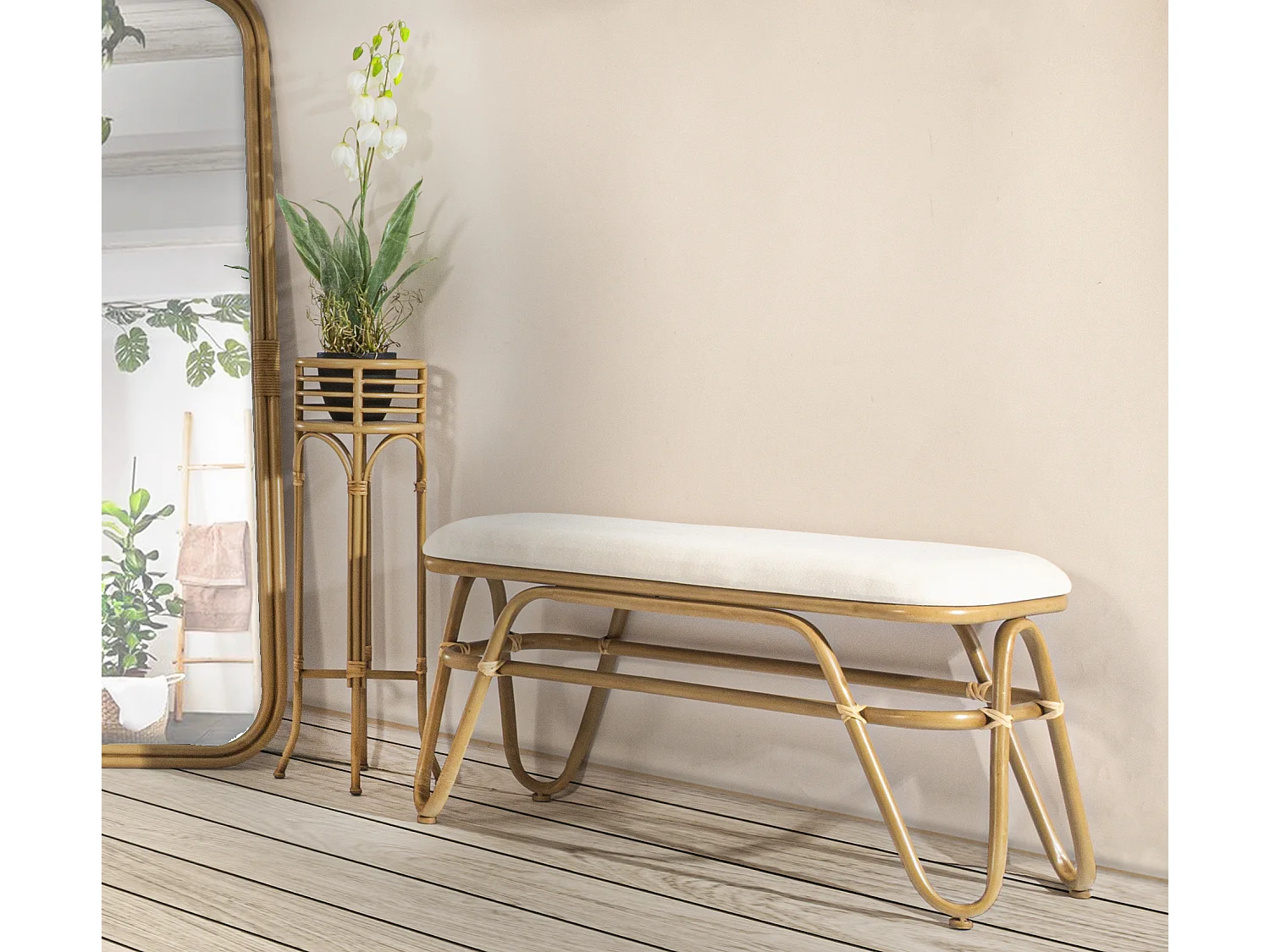 Portavasi rotondo in metallo marrone Ø cm 30x76