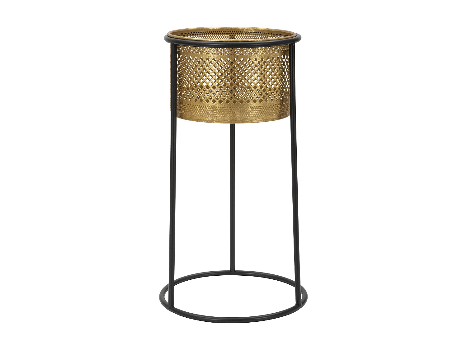 Cache-Pot en Métal "Simply" 50cm Or & Noir