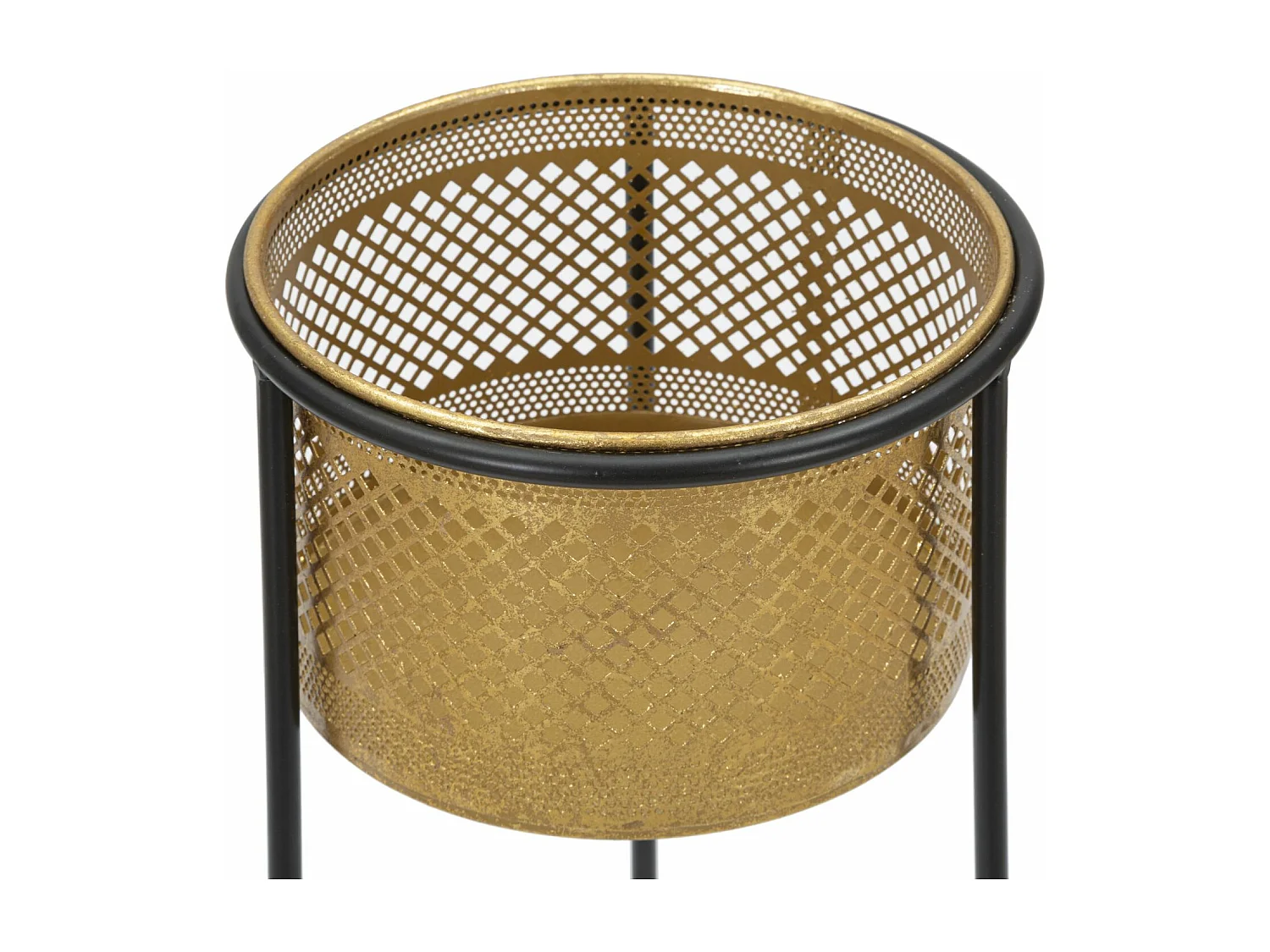 Cache-Pot en Métal "Simply" 50cm Or & Noir