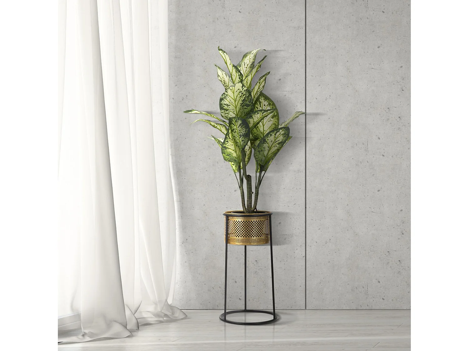 Cache-Pot en Métal "Simply" 50cm Or & Noir