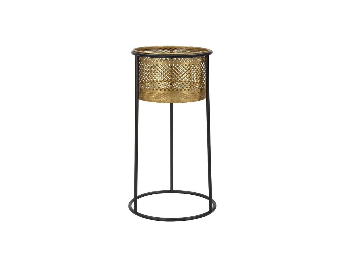 Cache-Pot en Métal "Simply" 50cm Or & Noir