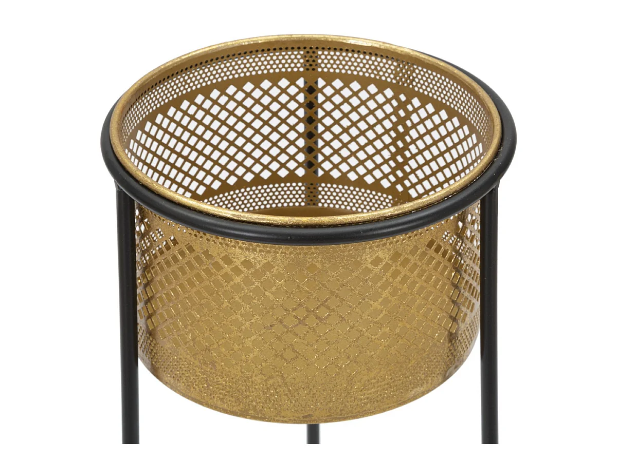 Cache-Pot en Métal "Simply" 50cm Or & Noir