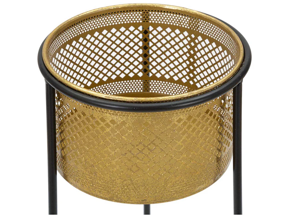 Cache-Pot en Métal "Simply" 50cm Or & Noir