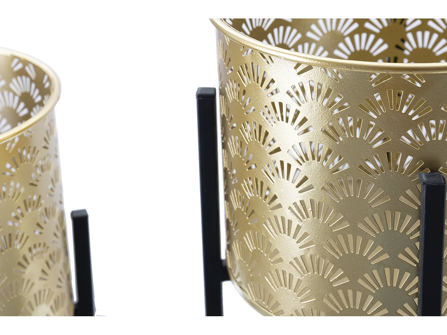 Lot de 2 Cache-Pots sur Pied "Glissy" 38cm Or & Noir