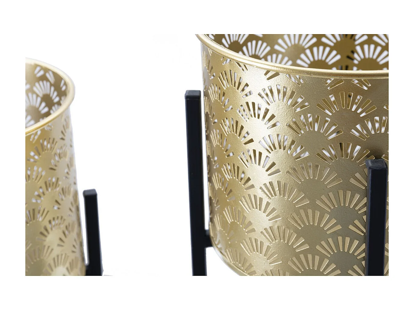 Lot de 2 Cache-Pots sur Pied "Glissy" 38cm Or & Noir