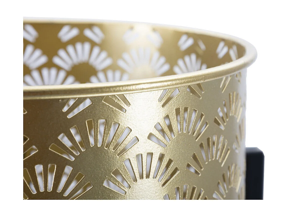 Lot de 2 Cache-Pots sur Pied "Glissy" 38cm Or & Noir