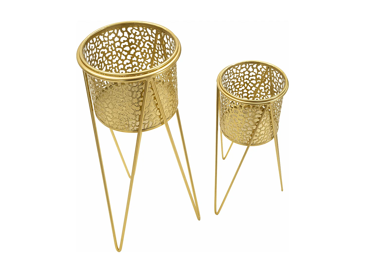 Lot de 2 Cache-Pots sur Pieds "Eva" 46cm Or