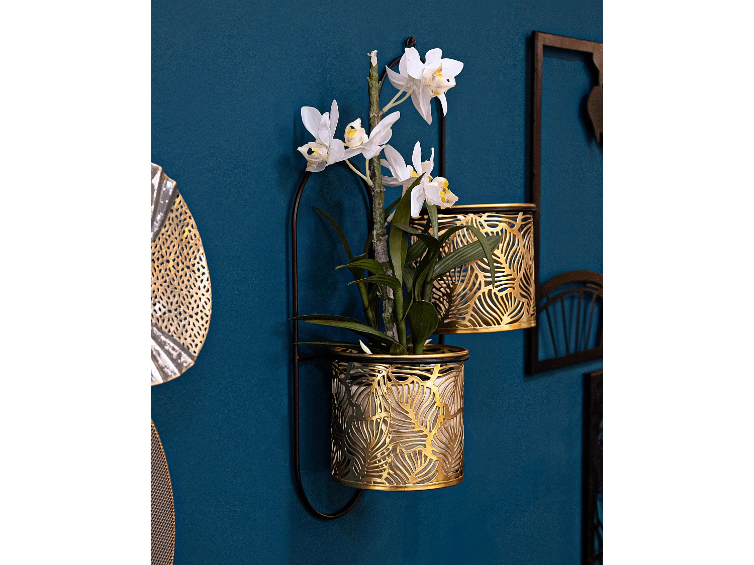 Lot de 2 Cache-Pots Muraux "Hong" 48cm Or