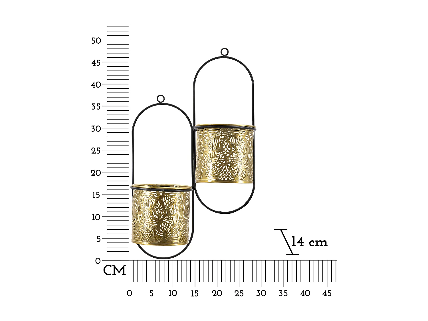 Lot de 2 Cache-Pots Muraux "Hong" 48cm Or