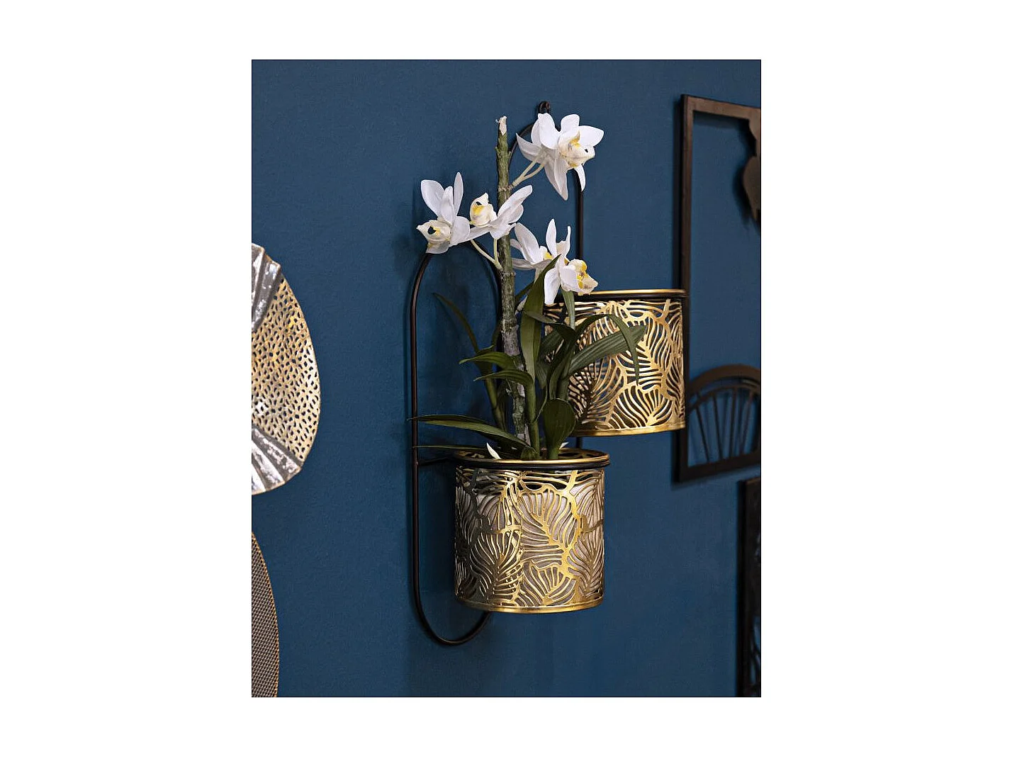 Lot de 2 Cache-Pots Muraux "Hong" 48cm Or