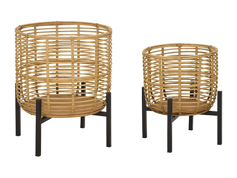 Lot de 2 Cache-Pots en Rotin "Elvia" 47cm Naturel