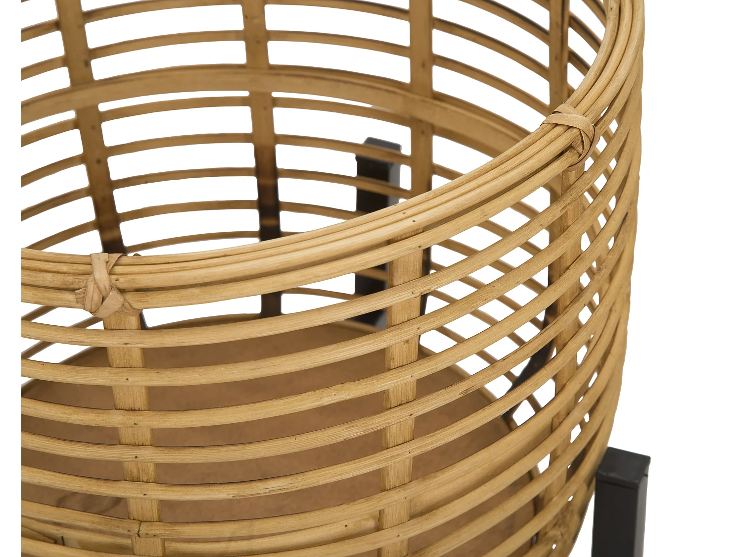 Set di 2 portavasi in rattan e metallo marroni e neri Ø cm 41x47-33x39