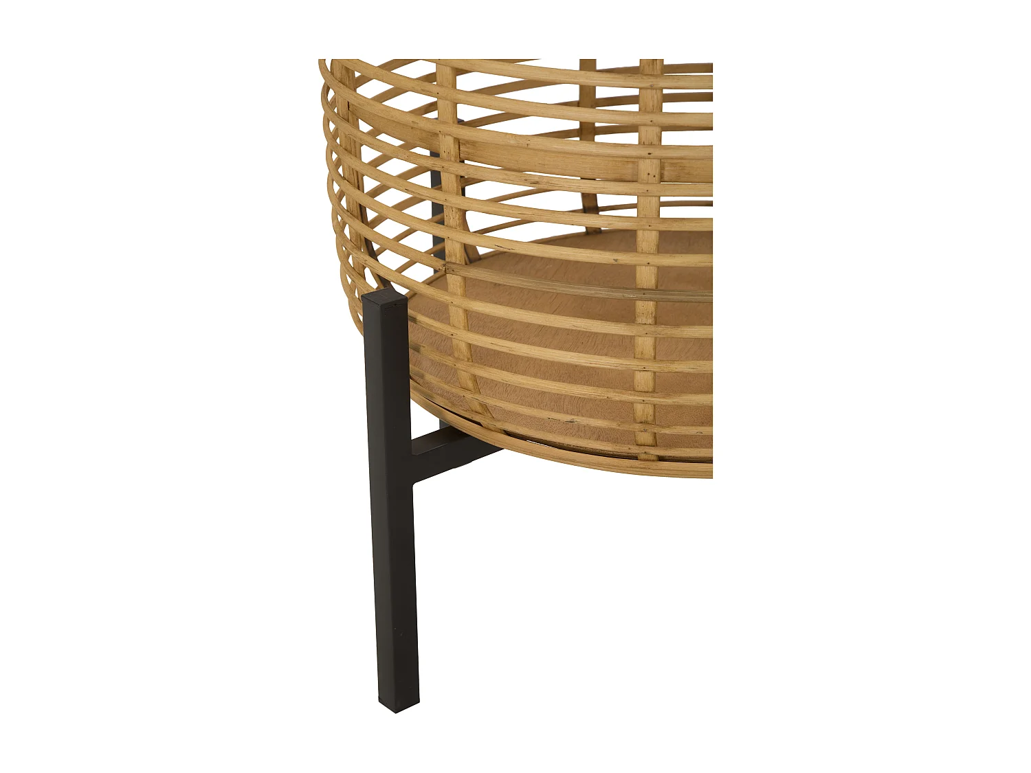 Set di 2 portavasi in rattan e metallo marroni e neri Ø cm 41x47-33x39