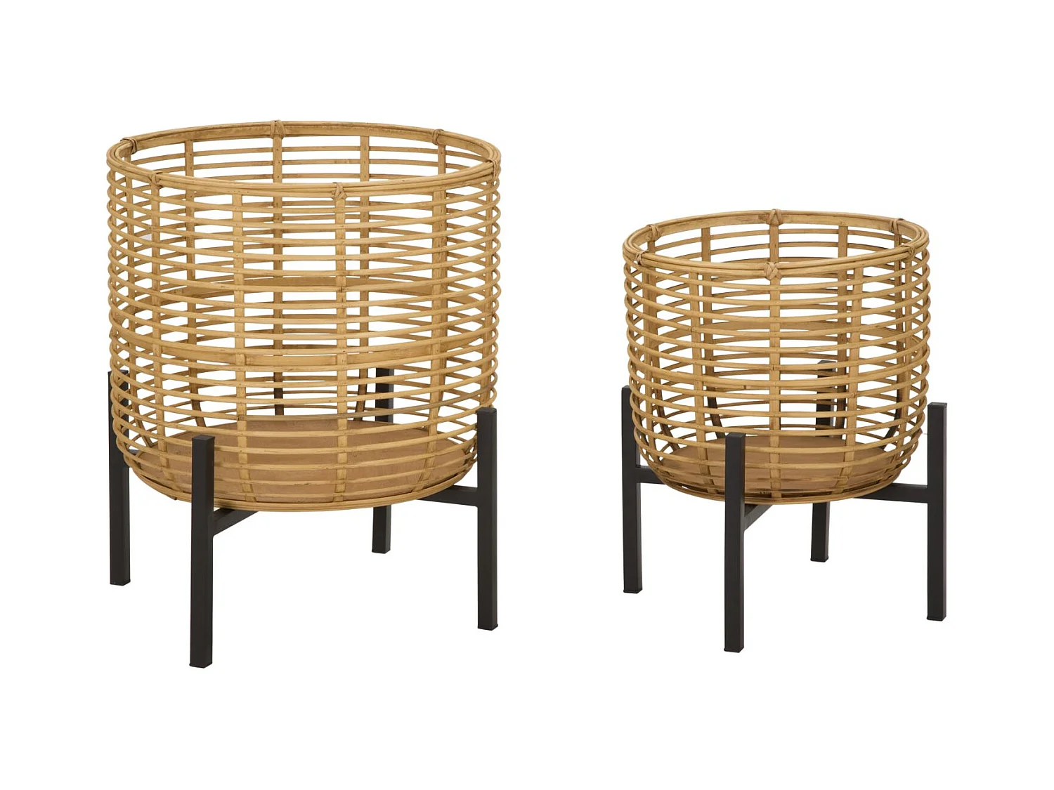 Lot de 2 Cache-Pots en Rotin "Elvia" 47cm Naturel