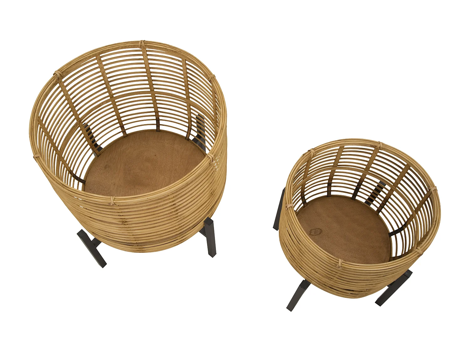 Lot de 2 Cache-Pots en Rotin "Elvia" 47cm Naturel