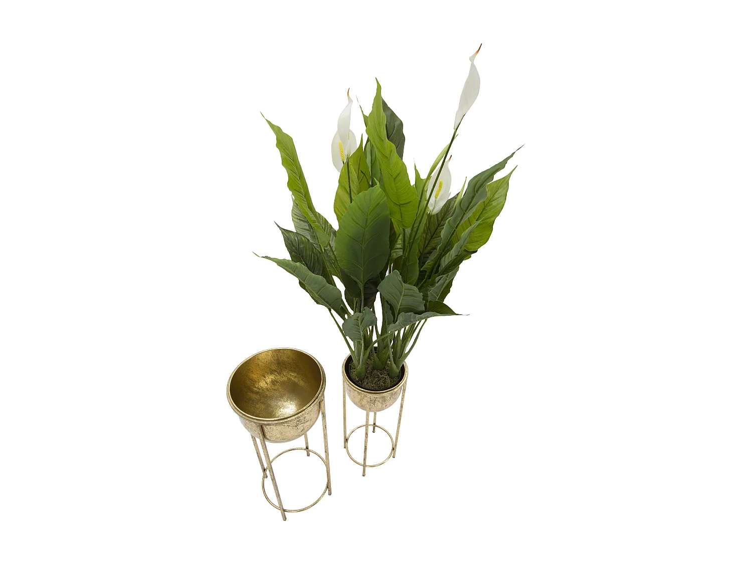 Lot de 2 Cache-Pots sur Pied "Coppia" 62cm Or