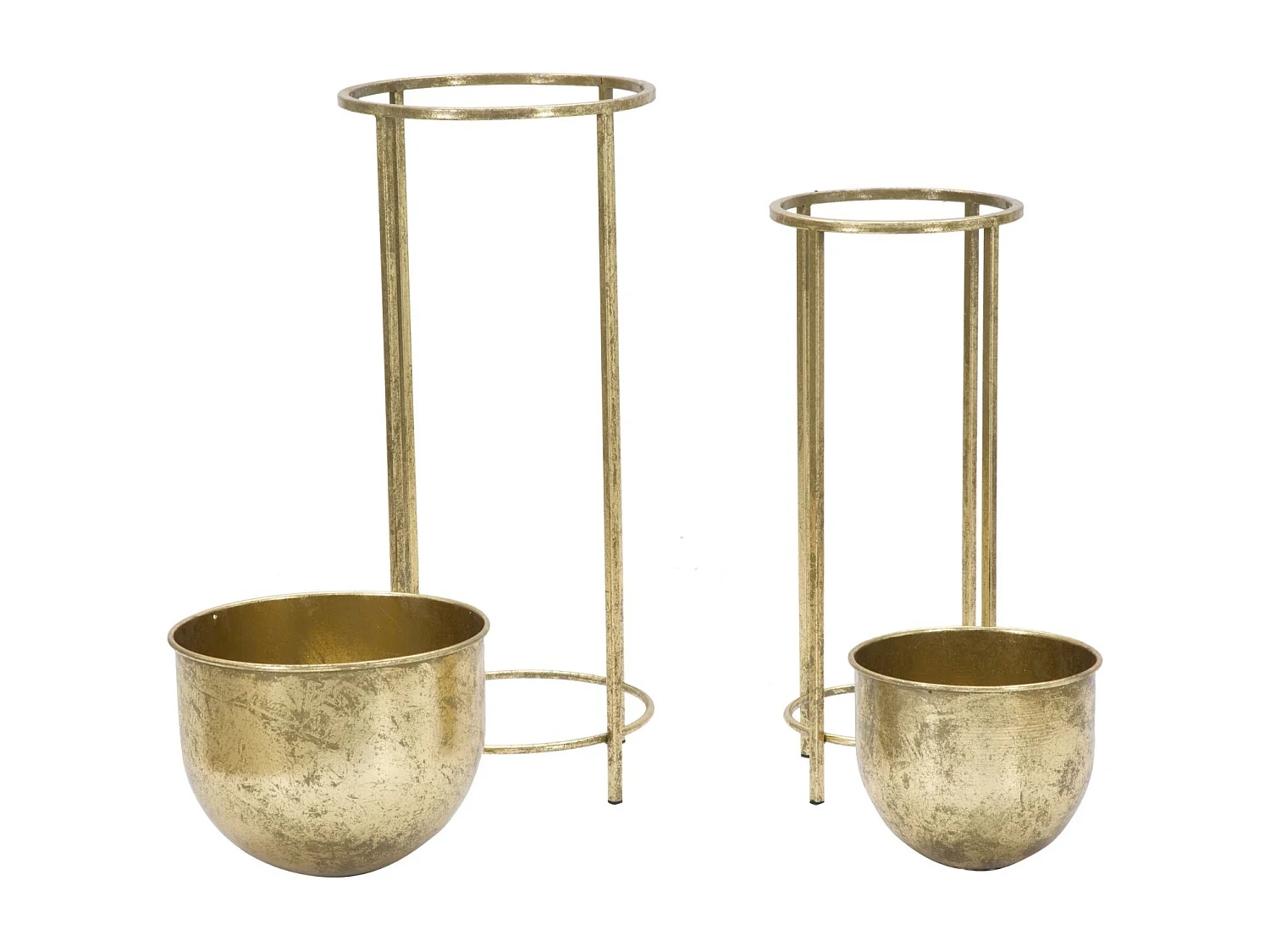Lot de 2 Cache-Pots sur Pied "Coppia" 62cm Or