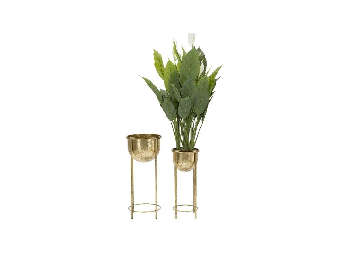 Lot de 2 Cache-Pots sur Pied "Coppia" 62cm Or