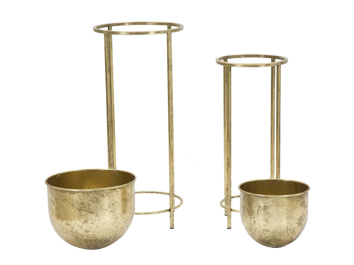Lot de 2 Cache-Pots sur Pied "Coppia" 62cm Or
