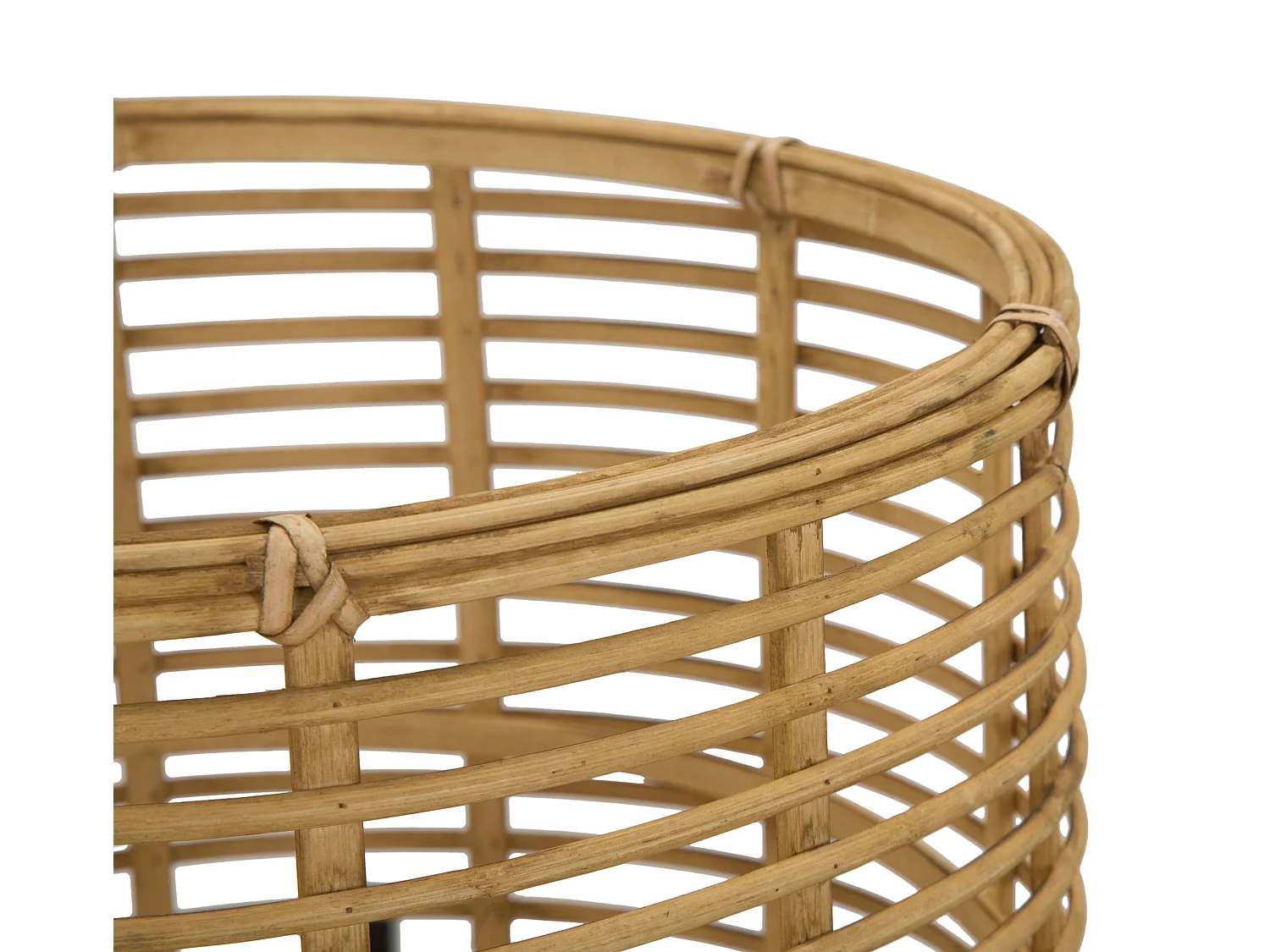 Set di 2 portavasi in rattan e metallo marroni e neri Ø cm 38x90-33x60