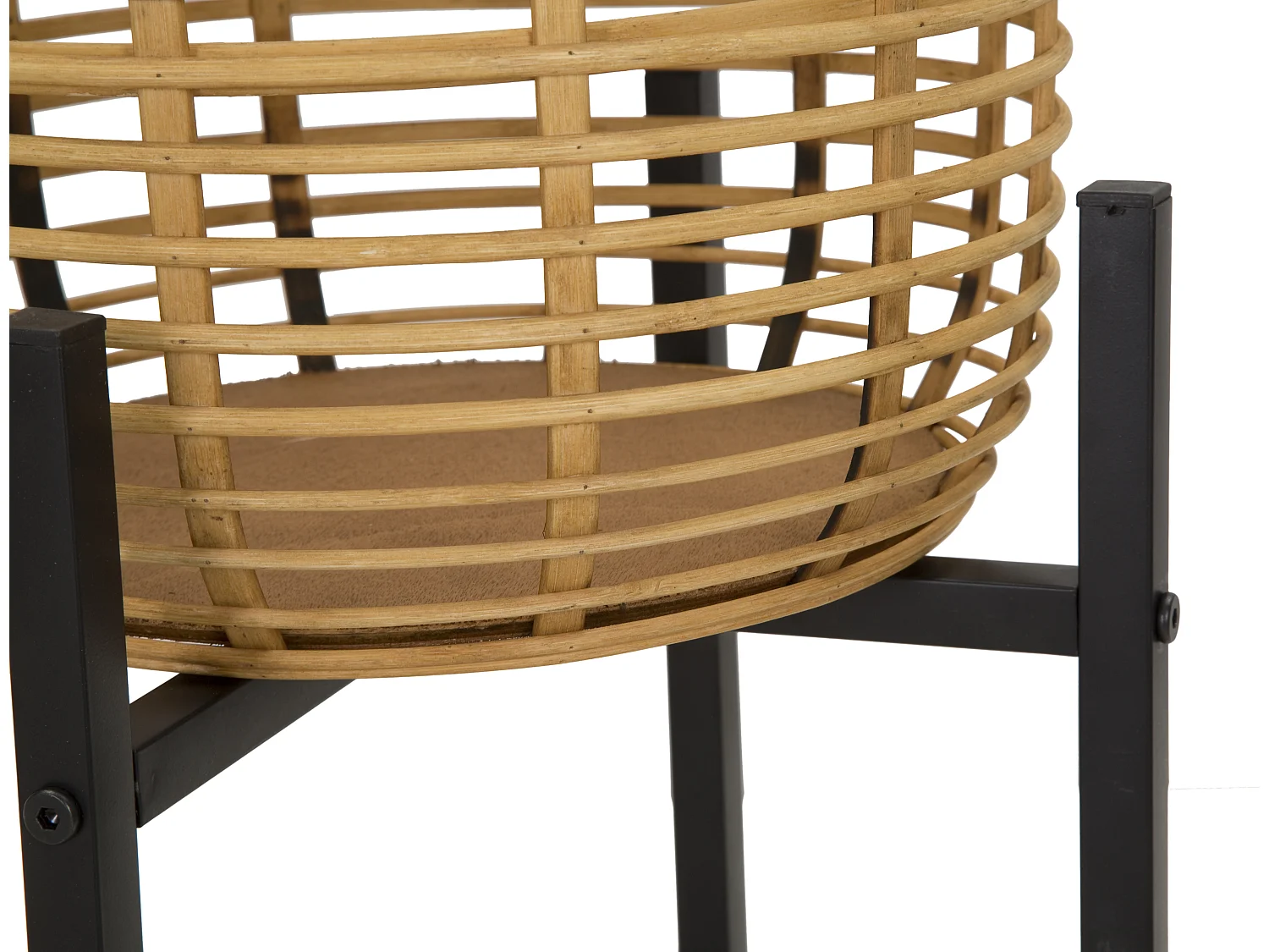 Set di 2 portavasi in rattan e metallo marroni e neri Ø cm 38x90-33x60