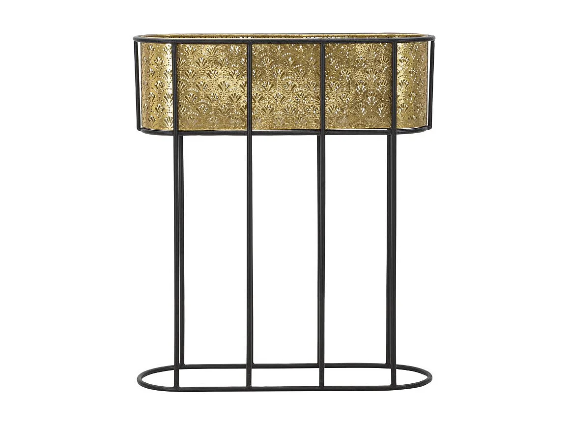 Jardinière en Métal sur Pied "Tessa" 70cm Noir & Or