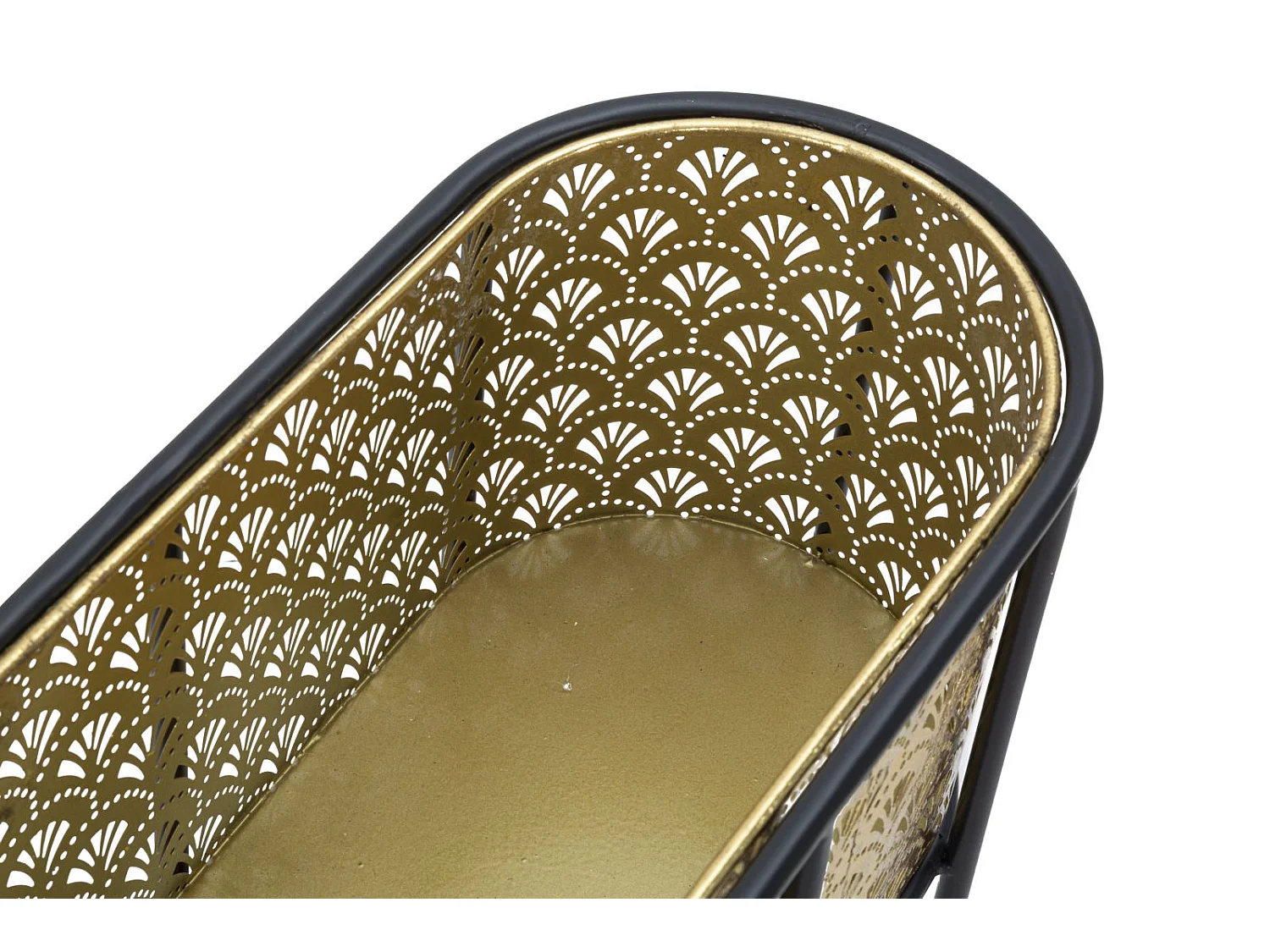 Jardinière en Métal sur Pied "Tessa" 70cm Noir & Or