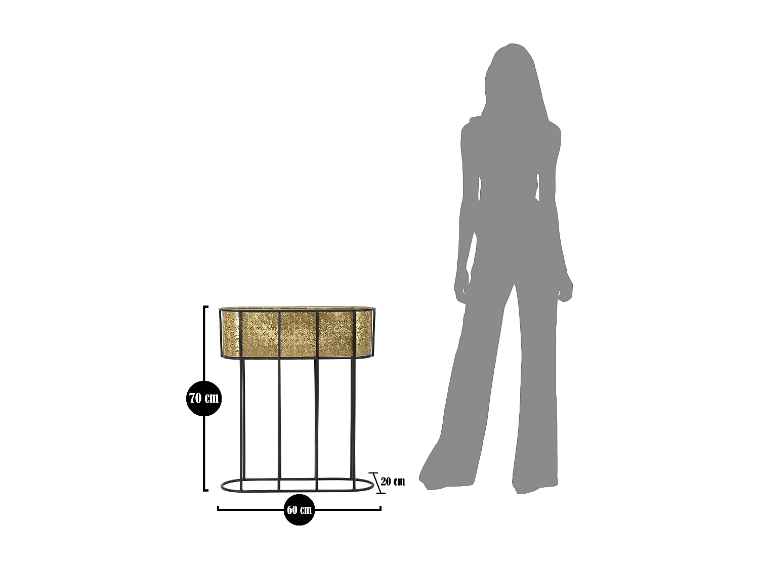 Jardinière en Métal sur Pied "Tessa" 70cm Noir & Or