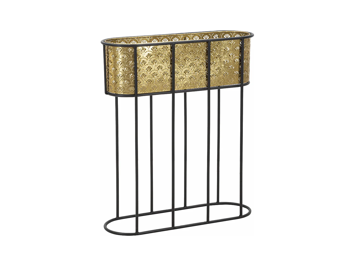 Porte-vase en métal doré avec socle noir 60x20x70 cm