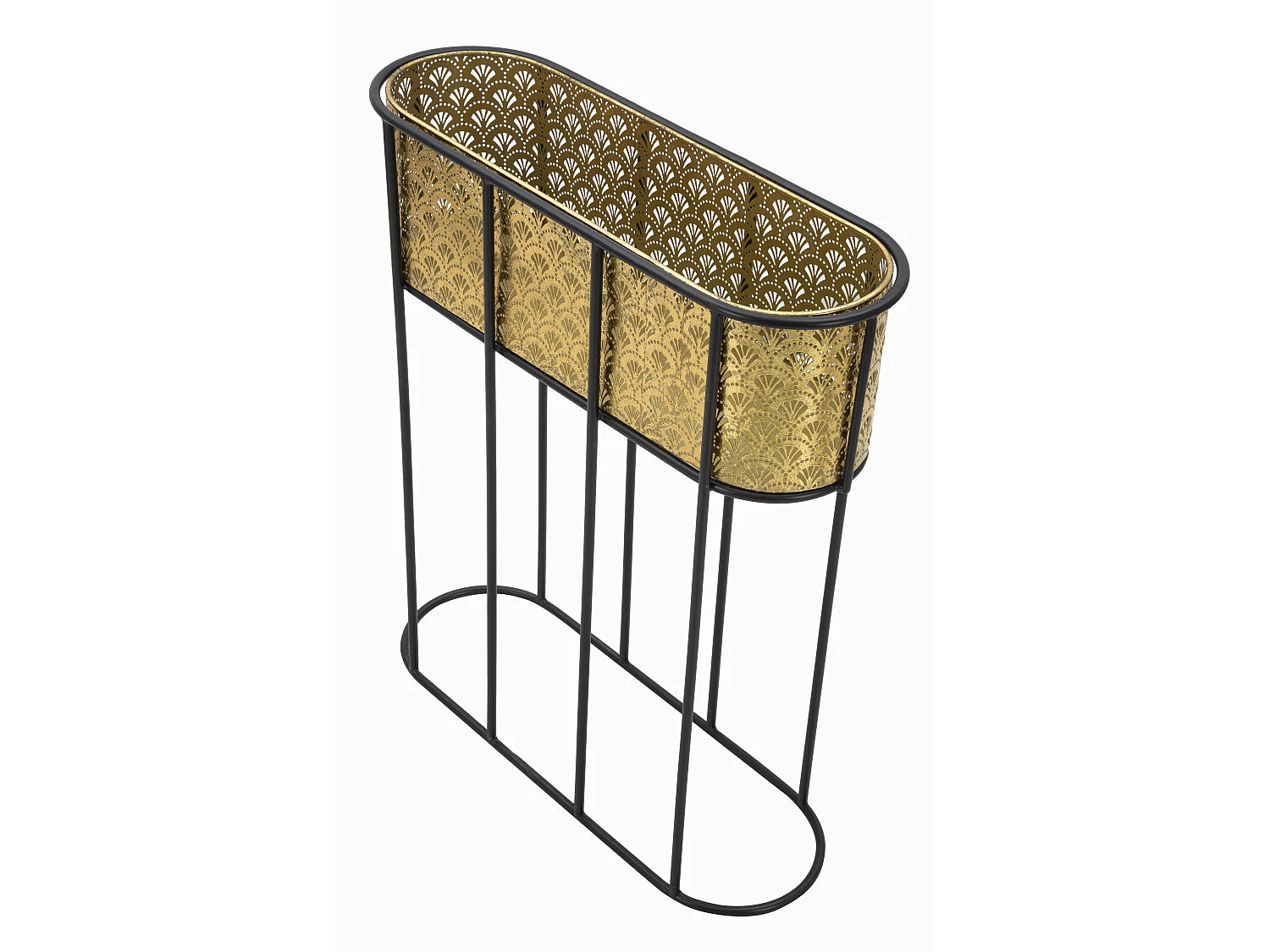 Jardinière en Métal sur Pied "Tessa" 70cm Noir & Or