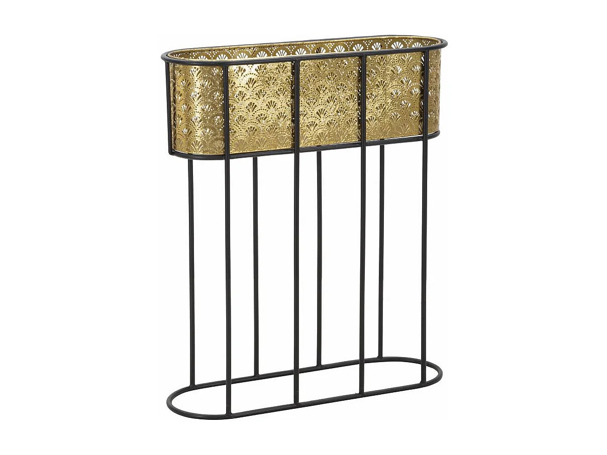 Jardinière en Métal sur Pied "Tessa" 70cm Noir & Or