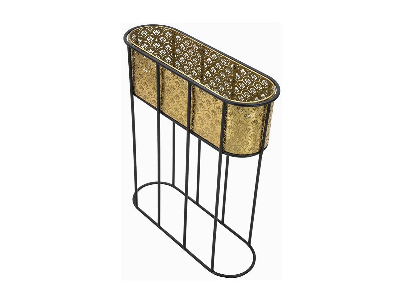 Jardinière en Métal sur Pied "Tessa" 70cm Noir & Or