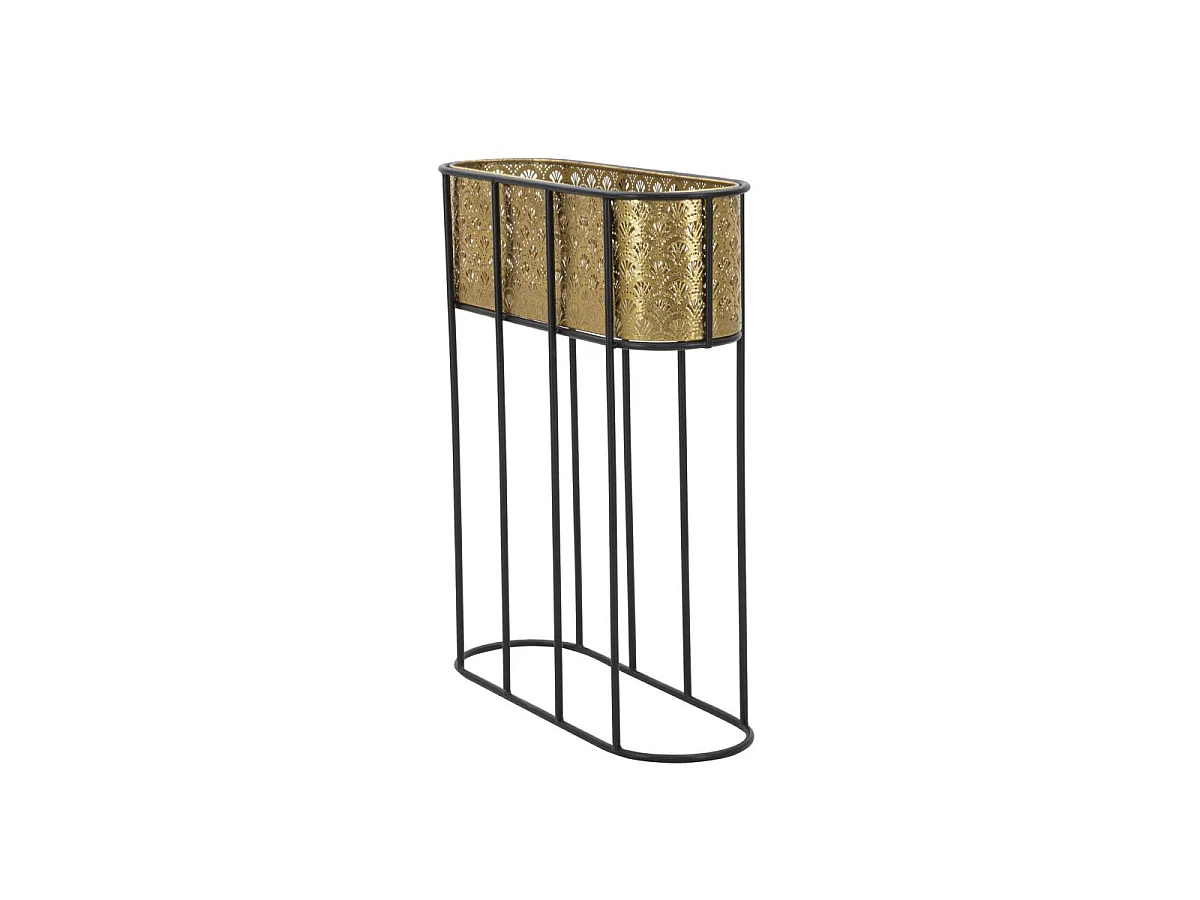 Jardinière en Métal sur Pied "Tessa" 70cm Noir & Or