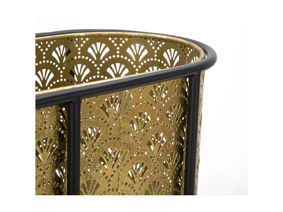 Jardinière en Métal sur Pied "Tessa" 70cm Noir & Or