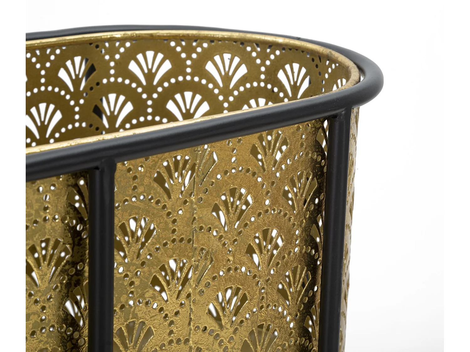 Jardinière en Métal sur Pied "Tessa" 70cm Noir & Or