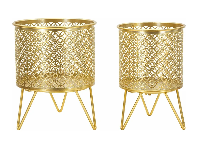 Lot de 2 Cache-Pots Design "Ceci" 20cm Or