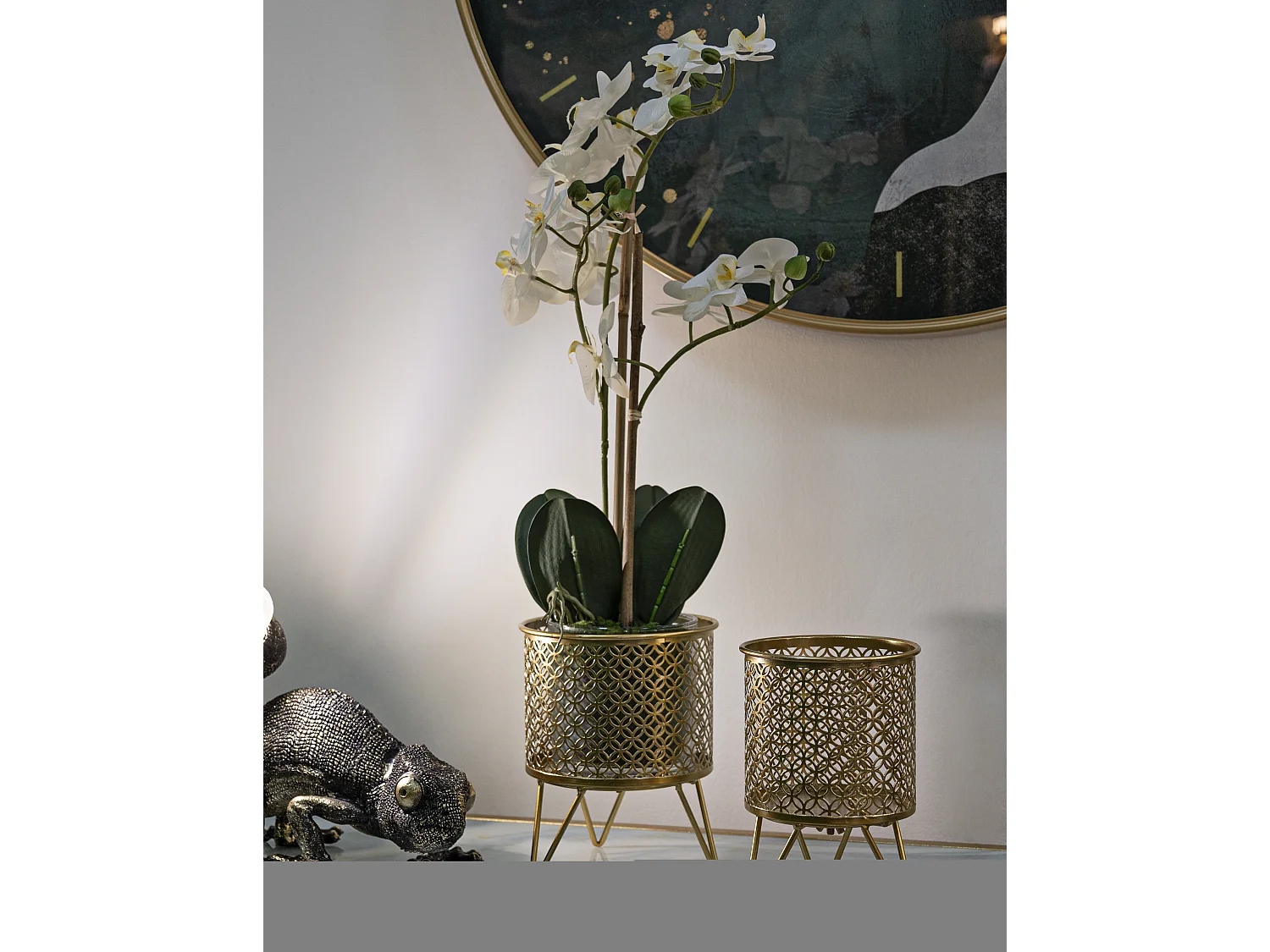 Lot de 2 Cache-Pots Design "Ceci" 20cm Or